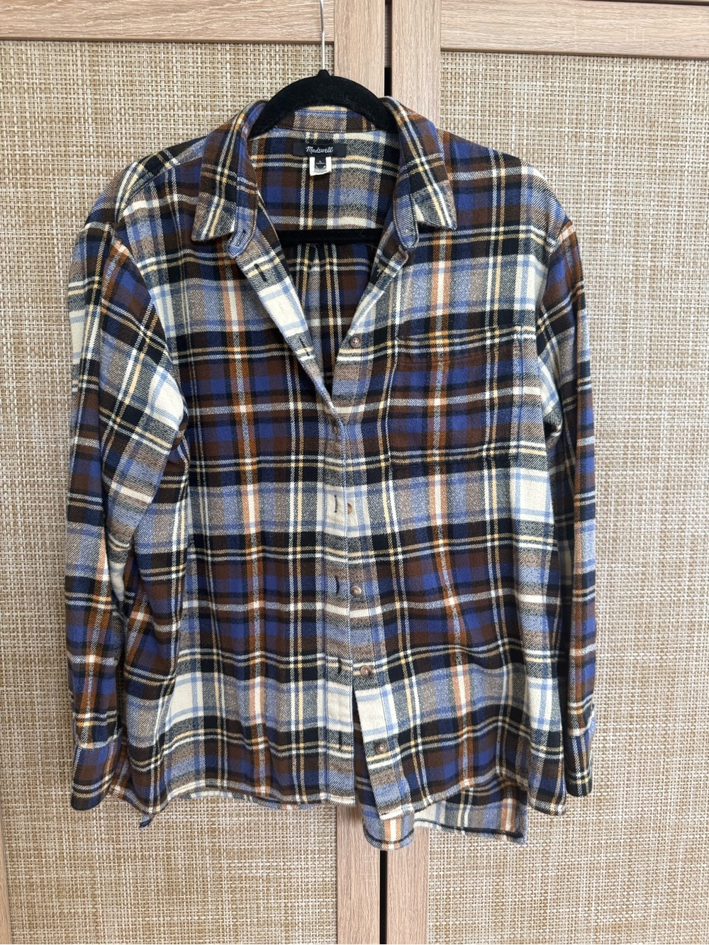 Madewell NB598 Flannel Oversized Ex- Boyfriend Shirt in Fuller Plaid size Large